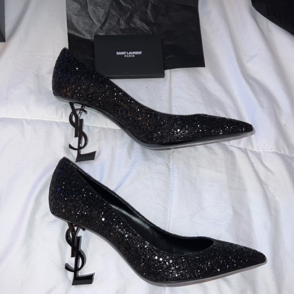 NEW Saint Laurent YSL 100% Authentic glitter heels‎ 👠 - Picture 2 of 9